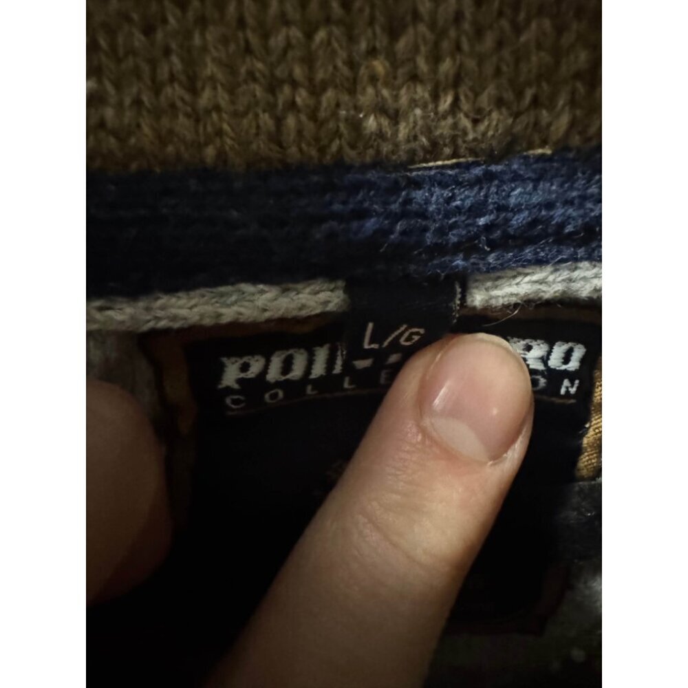 Point Zero Sweater Men L Brown Shawl Collar Knit Button Long Sleeves Pullover - Picture 5 of 10